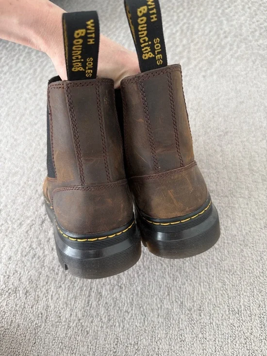 Dr. Marten’s Men's Brown Leather Chelsea Boots with Yellow Stitching - Picture 4 of 7